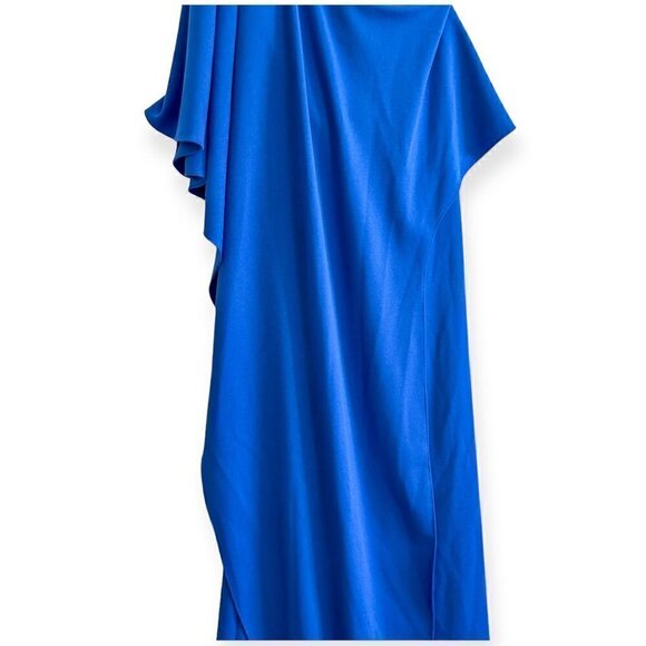Badgley Mischka One-Shoulder Draped Cape Gown, Blue, Size 0, New with tag - Picture 9 of 14